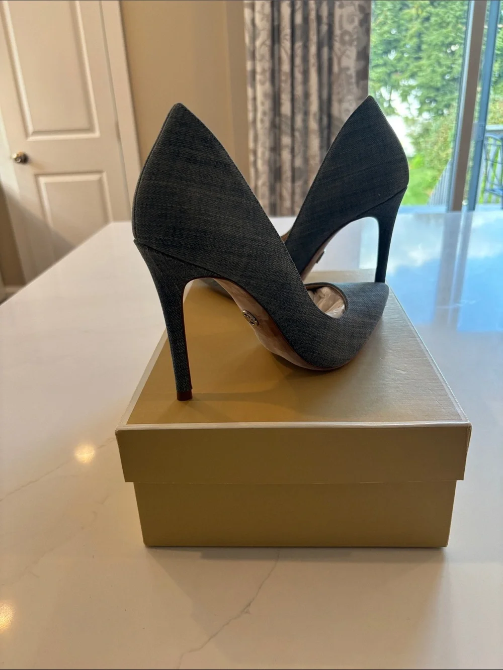 Michael Kors Washed Denim Pointed-Toe Stiletto Pumps - Blue